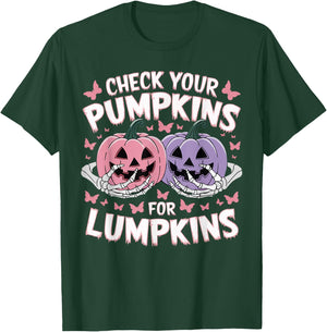 Check Your Pumpkins For Lumpkins Breast Cancer Halloween T-Shirt - T-Shirt | Forest