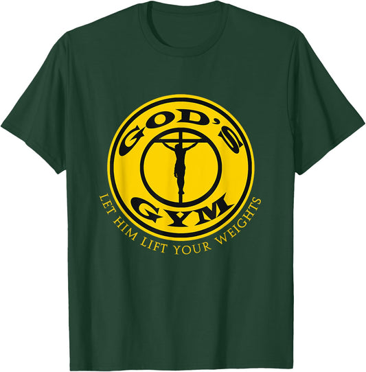 GODS GYM RELIGION T SHIRT Christ Jesus Church T-Shirt - T-Shirt | Forest