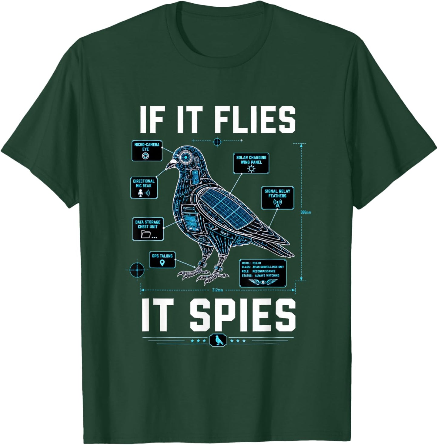 Spy Pigeon Shirt If It Flies It Spies Urban Spy Pigeon T-Shirt - T-Shirt | Forest
