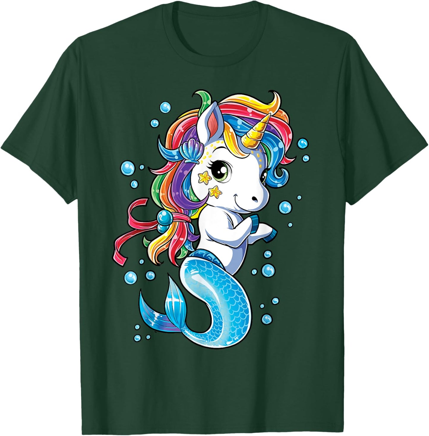 Unicorn Mermaid Mermicorn T Shirt Girls Kids Rainbow Gifts T-Shirt - T-Shirt | Forest