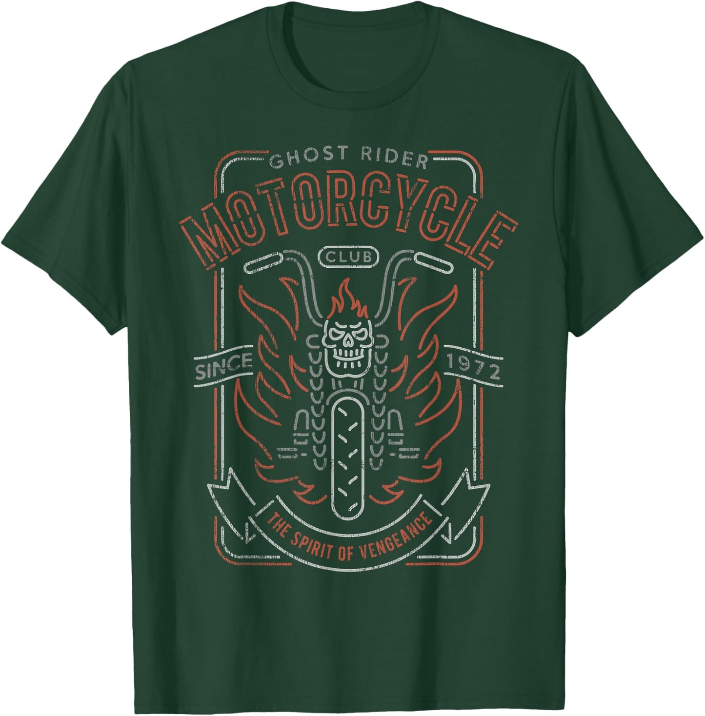 Marvel Ghost Rider Motorcycle Club Line Art Poster T-Shirt - T-Shirt | Forest