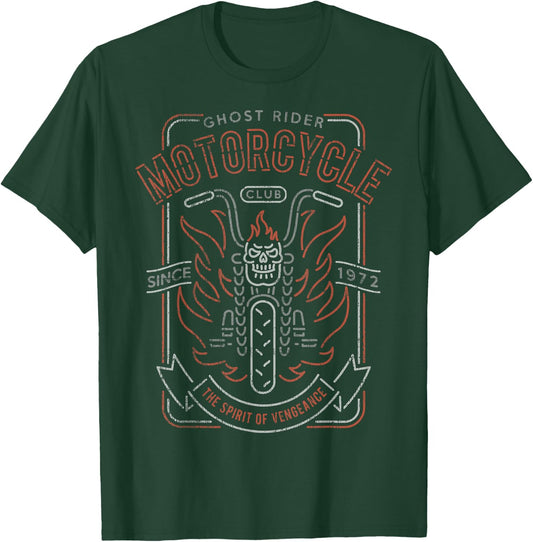 Marvel Ghost Rider Motorcycle Club Line Art Poster T-Shirt - T-Shirt | Forest