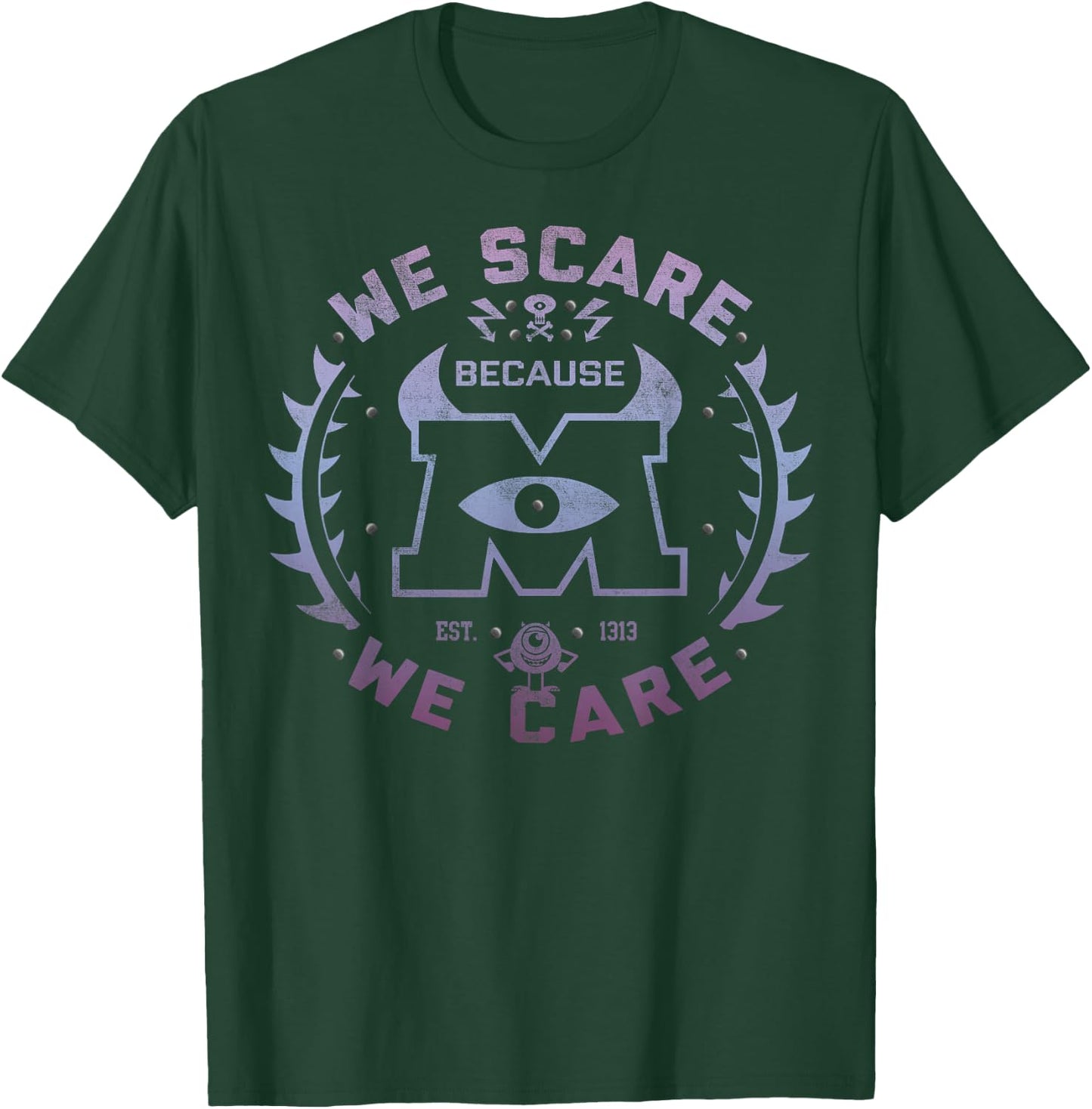 Disney Pixar Monsters Inc. We Scare Because We Care Logo T-Shirt - T-Shirt | Forest