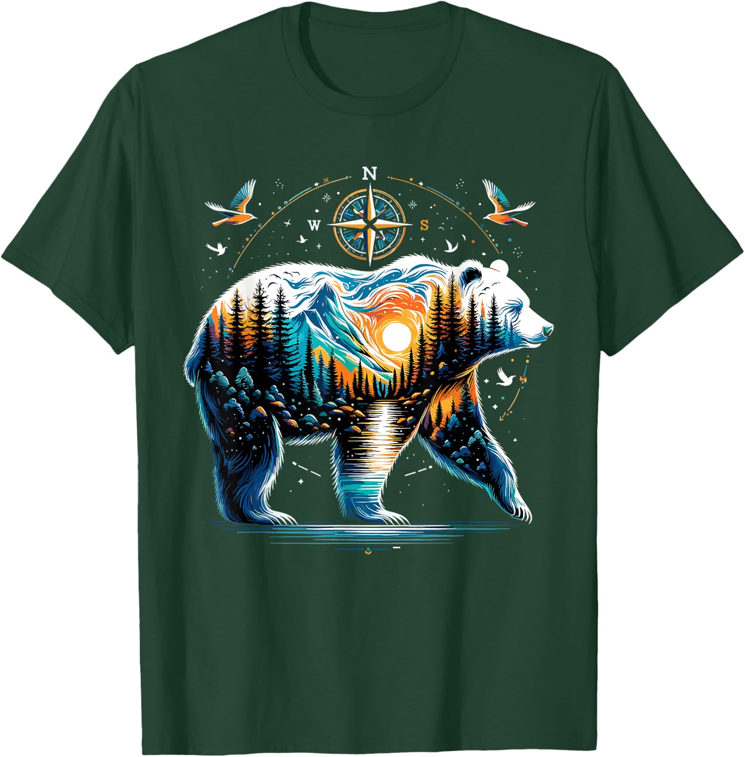 Bear Hiking Grizzly Bear Camping Camper T-Shirt - T-Shirt | Forest