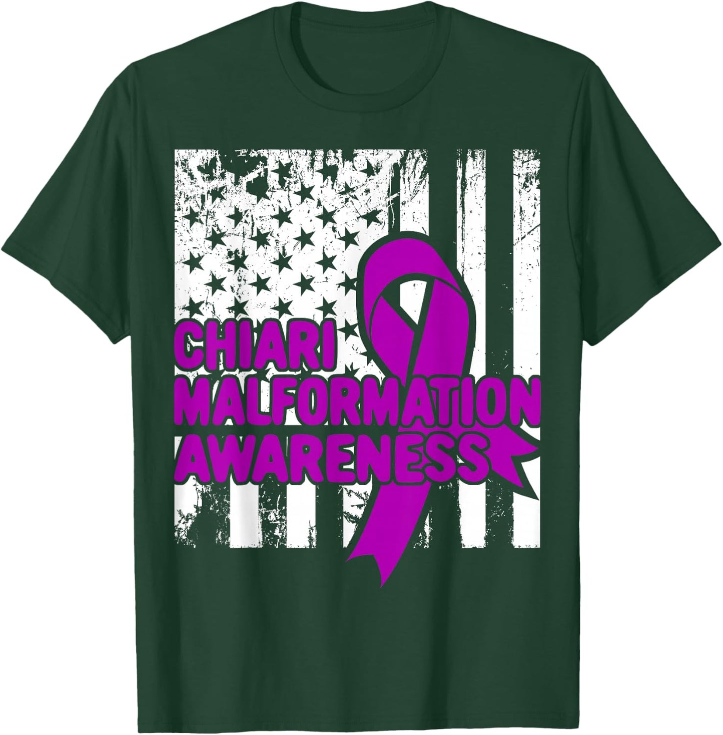 American Flag Shirt - Chiari Malformation Awareness T-Shirt - T-Shirt | Forest