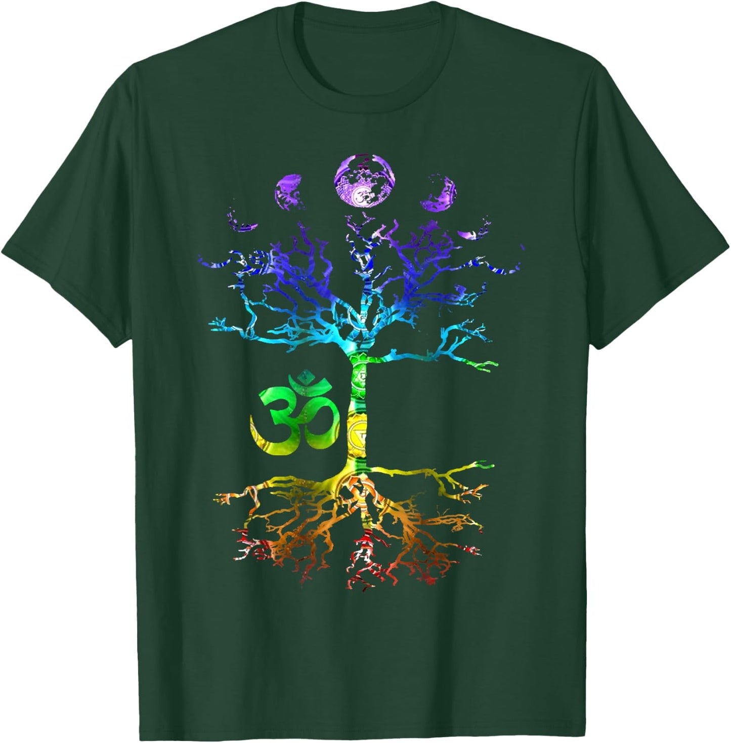 Phases of The Moon Tree of Life Om Chakra Gift Small T-Shirt - T-Shirt | Forest