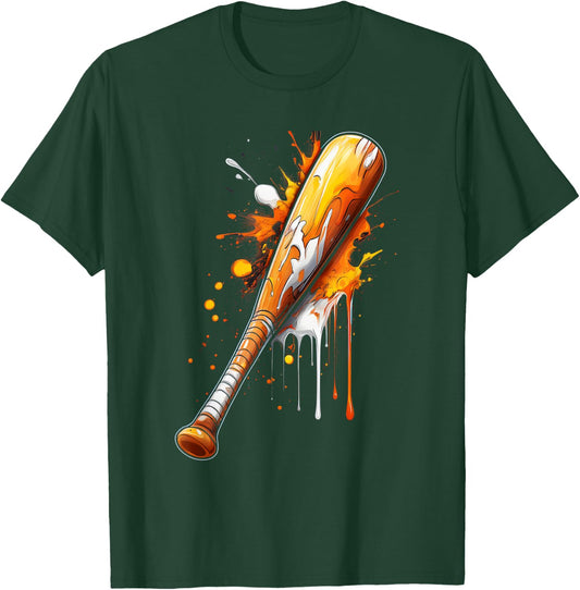 Boys Baseball, Baseball Drip For Boys Baseball Bat Dripping T-Shirt - T-Shirt | Forest