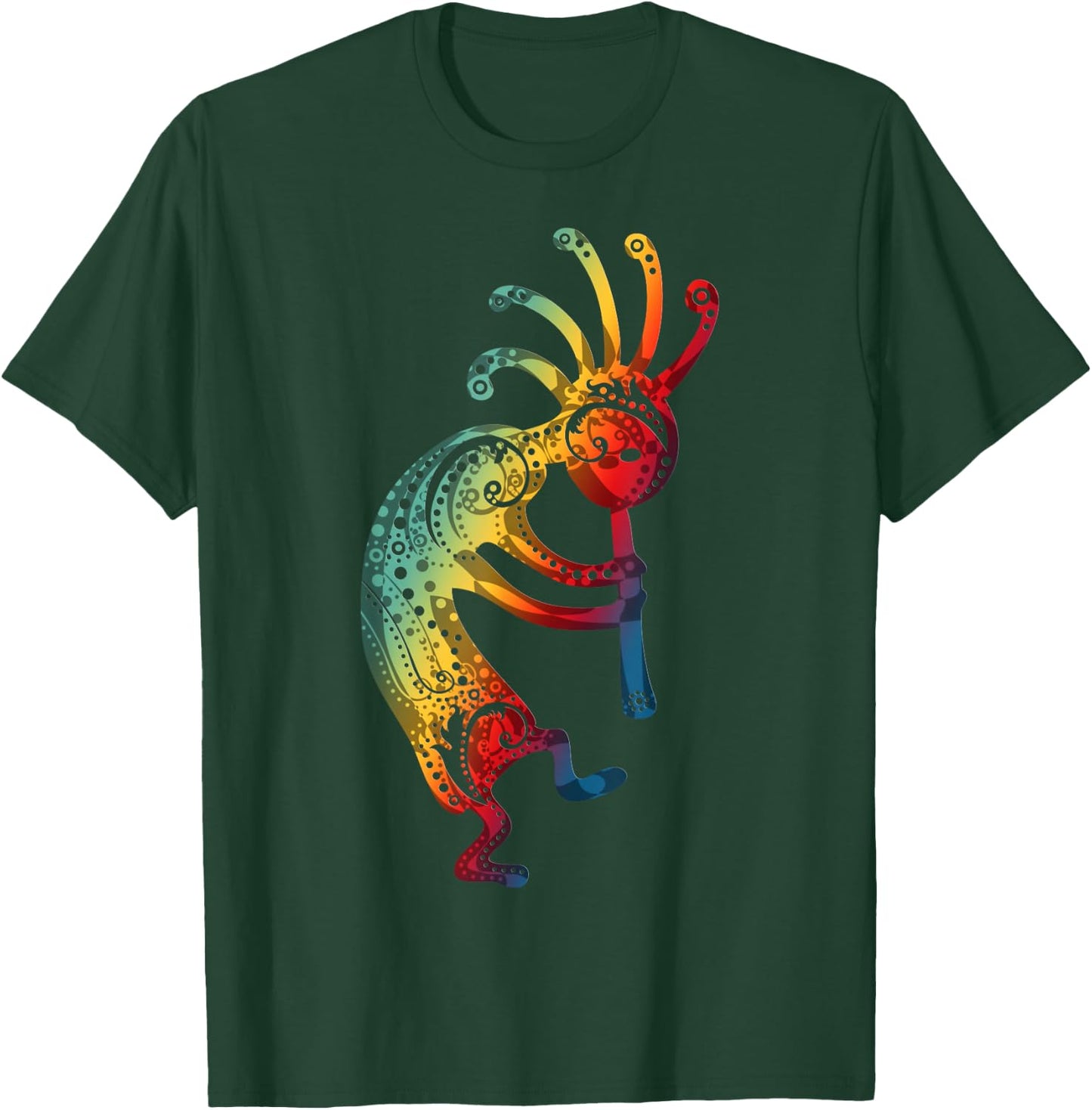 Native American Kokopelli with Ornaments Gradients T-Shirt - T-Shirt | Forest