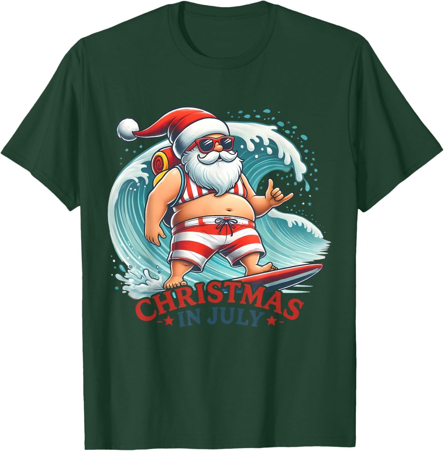 Christmas in July Funny Boys Kids Santa Summer Xmas T-Shirt - T-Shirt | Forest