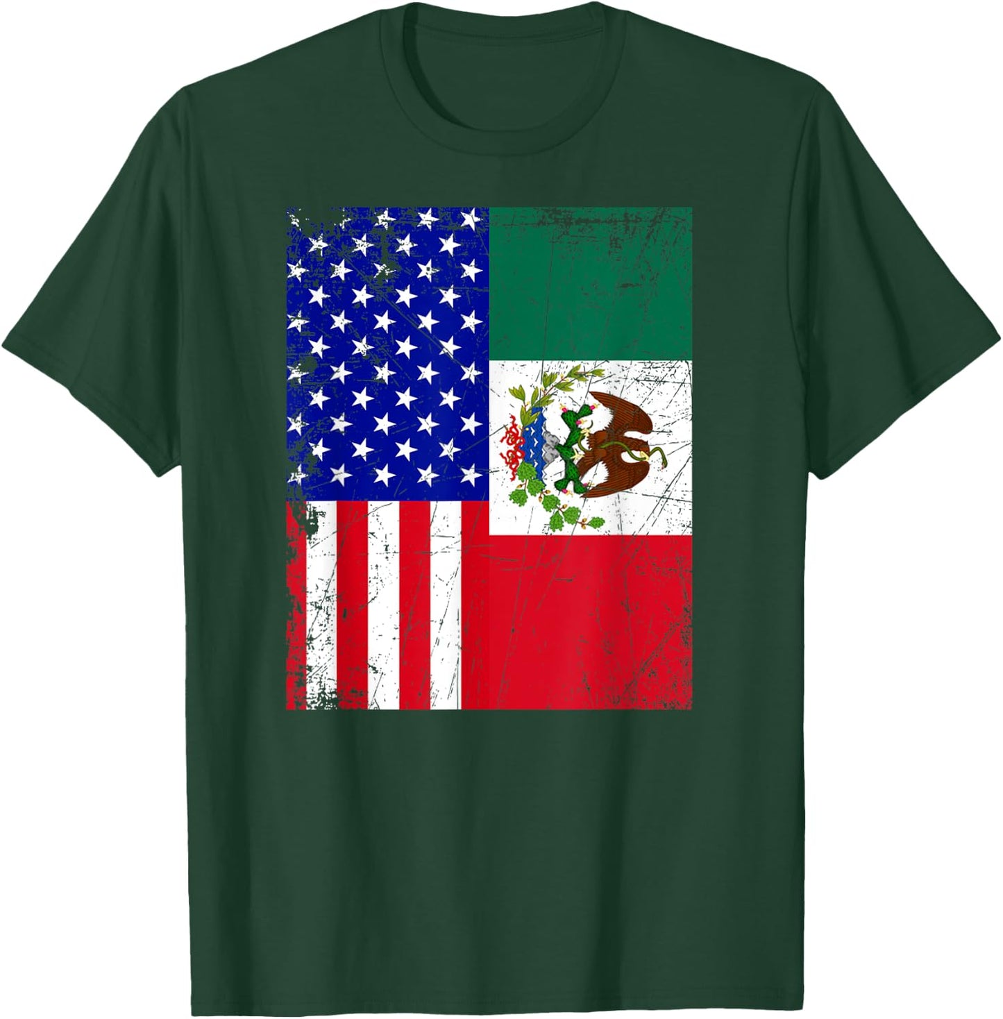 Mexican American Flag Shirt | Half Mexico Half USA T-Shirt - T-Shirt | Forest