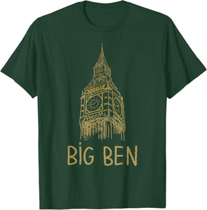 Big Ben London Unique Hand Drawn Art T-Shirt - T-Shirt | Forest