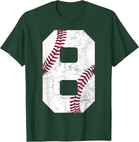 2018 8th Birthday Gift 8 Years Old Baseball Eighth Boys Kids T-Shirt - T-Shirt | Forest