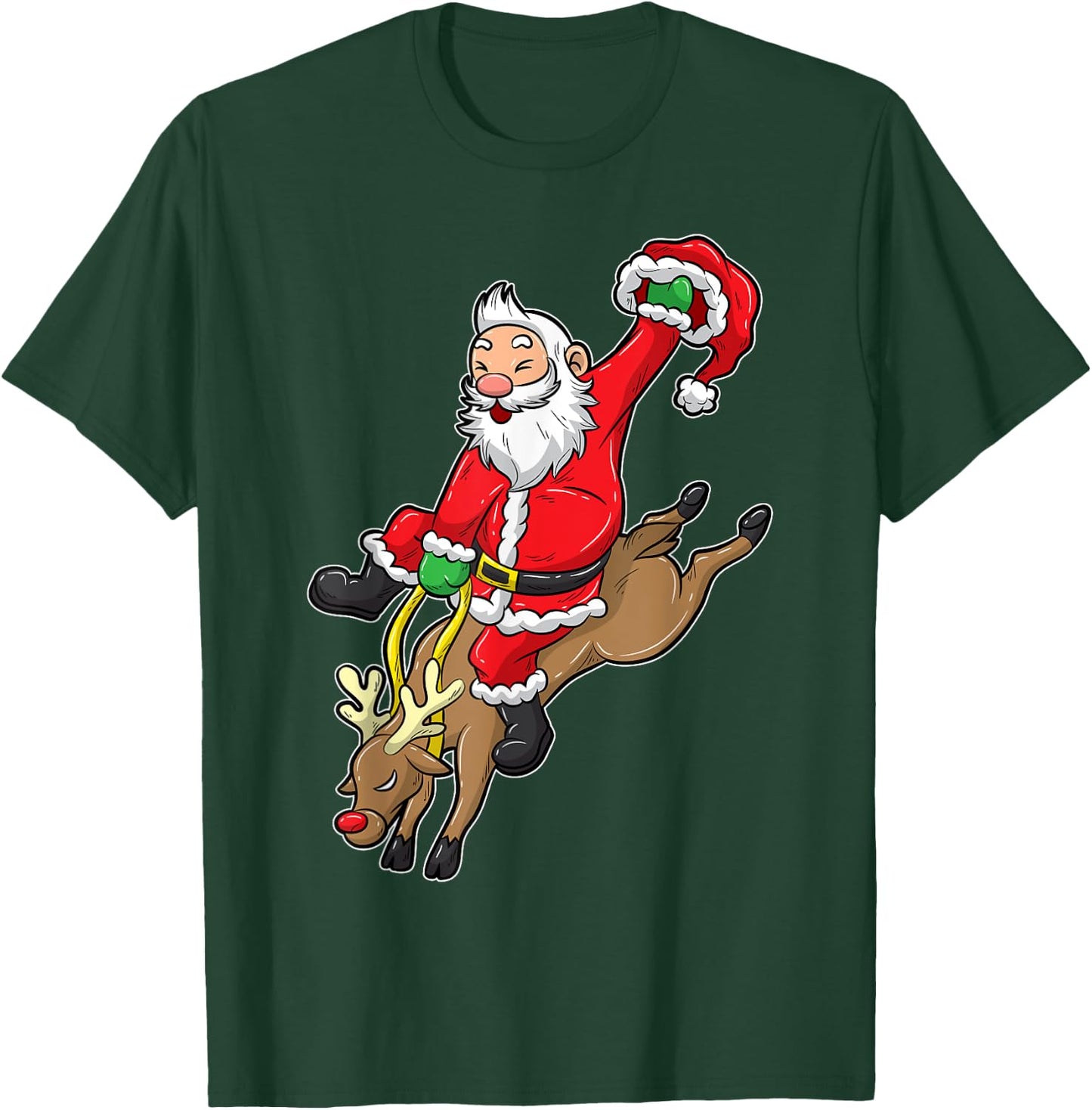 Cowboy Santa Xmas Reindeer Rodeo Christmas In Texas T-Shirt - T-Shirt | Forest