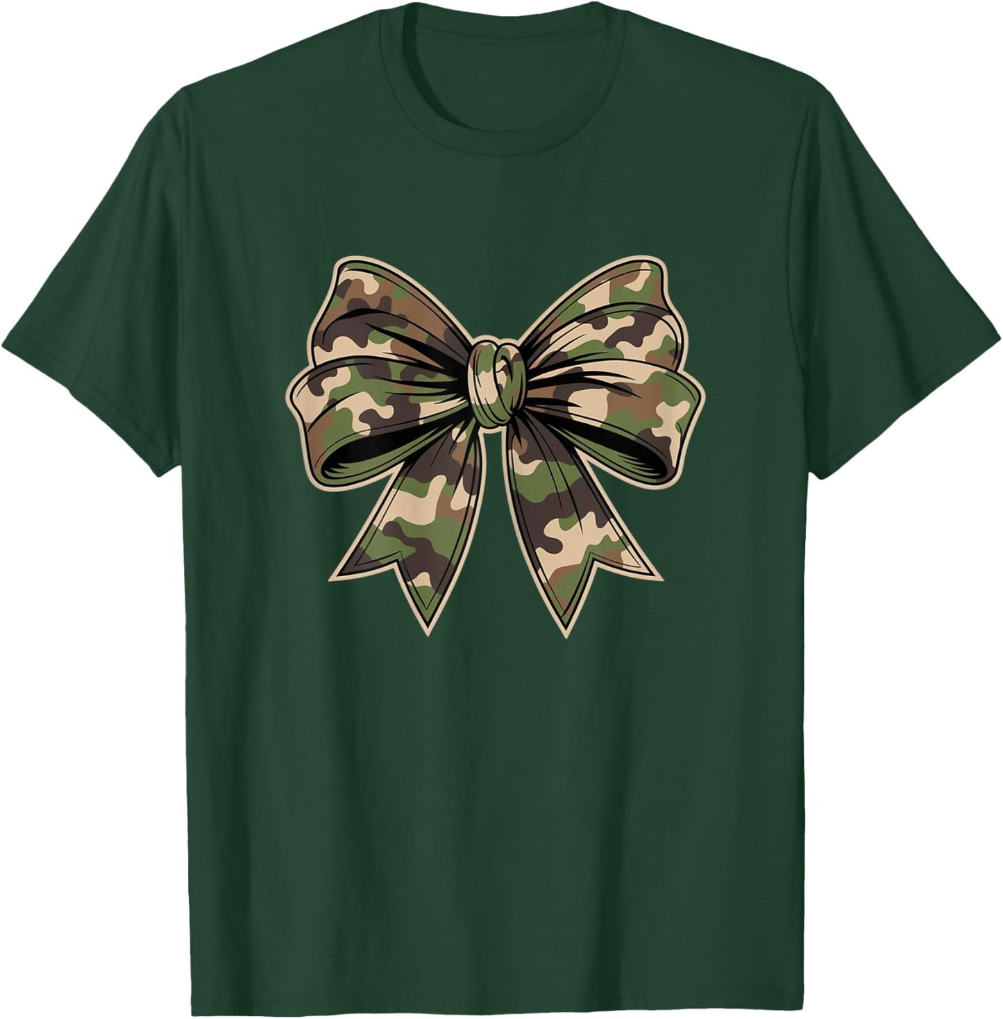 Camouflage Old Camo Bow Camo Coquette Bow Hunting Women Girl T-Shirt - T-Shirt | Forest
