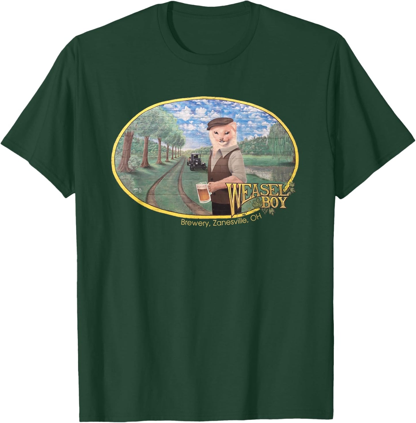 Weasel Boy Brewing Company Mural Art Relaxed Fit T-Shirt - T-Shirt | Forest