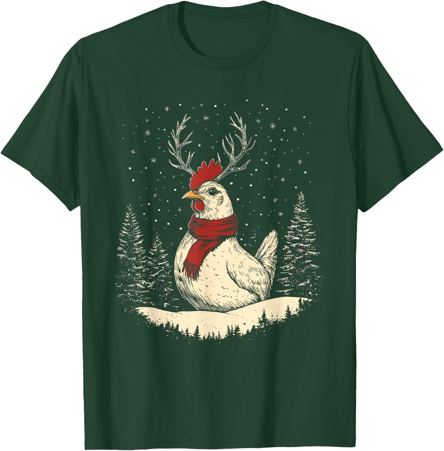 Chicken Reindeer Farmer Christmas Xmas T-Shirt - T-Shirt | Forest