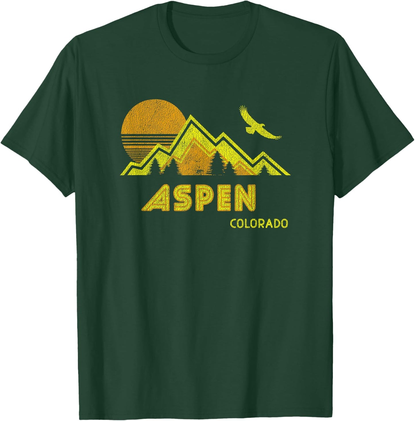 Retro Aspen Colorado Distressed Home T-Shirt - T-Shirt | Forest