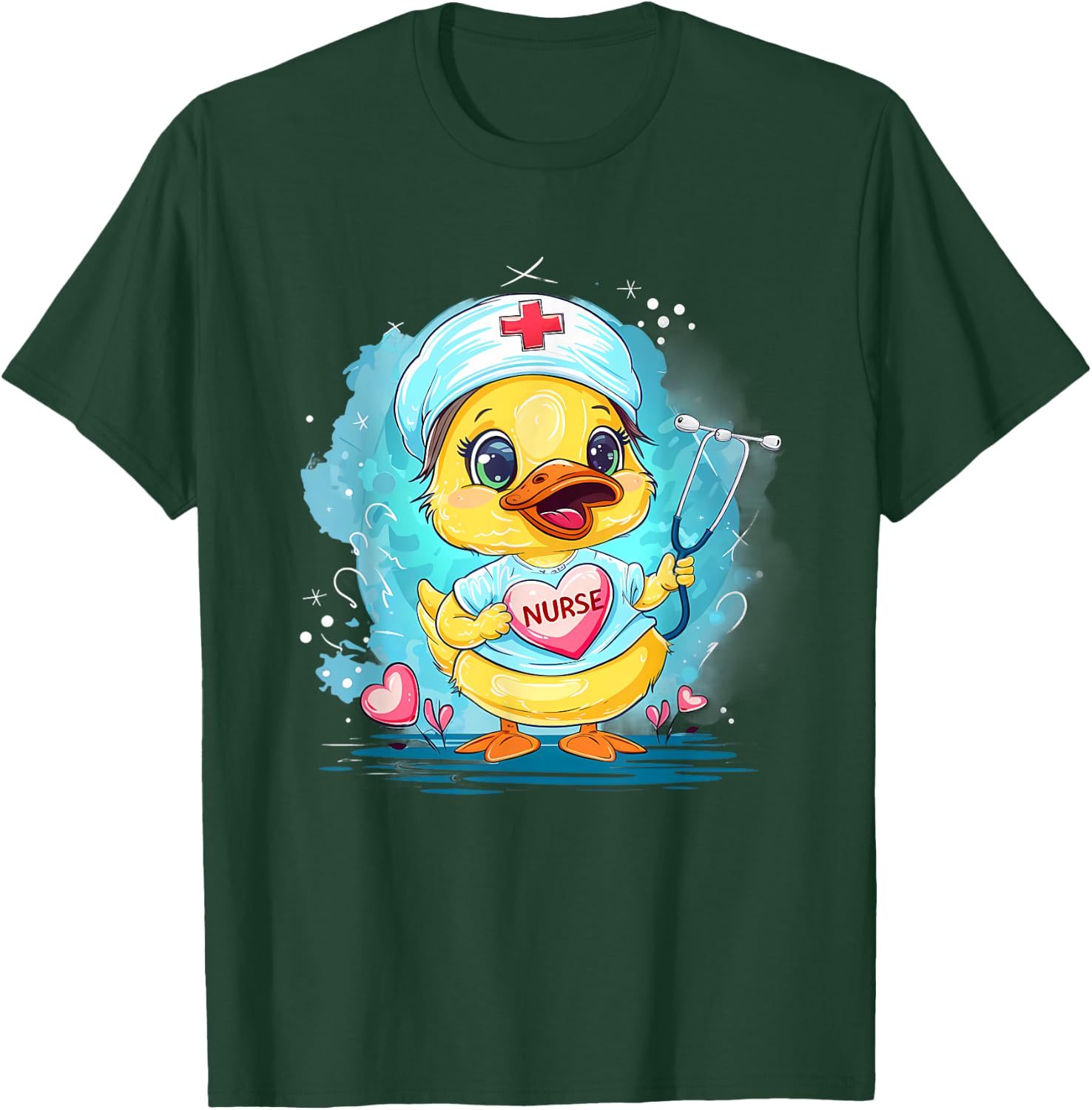 Rubber Duck Nurse Stethoscope Nursing Rubber Duck Lover T-Shirt - T-Shirt | Forest