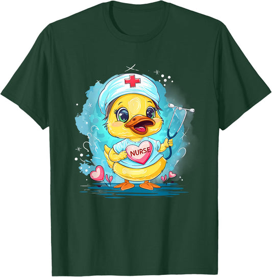 Rubber Duck Nurse Stethoscope Nursing Rubber Duck Lover T-Shirt - T-Shirt | Forest