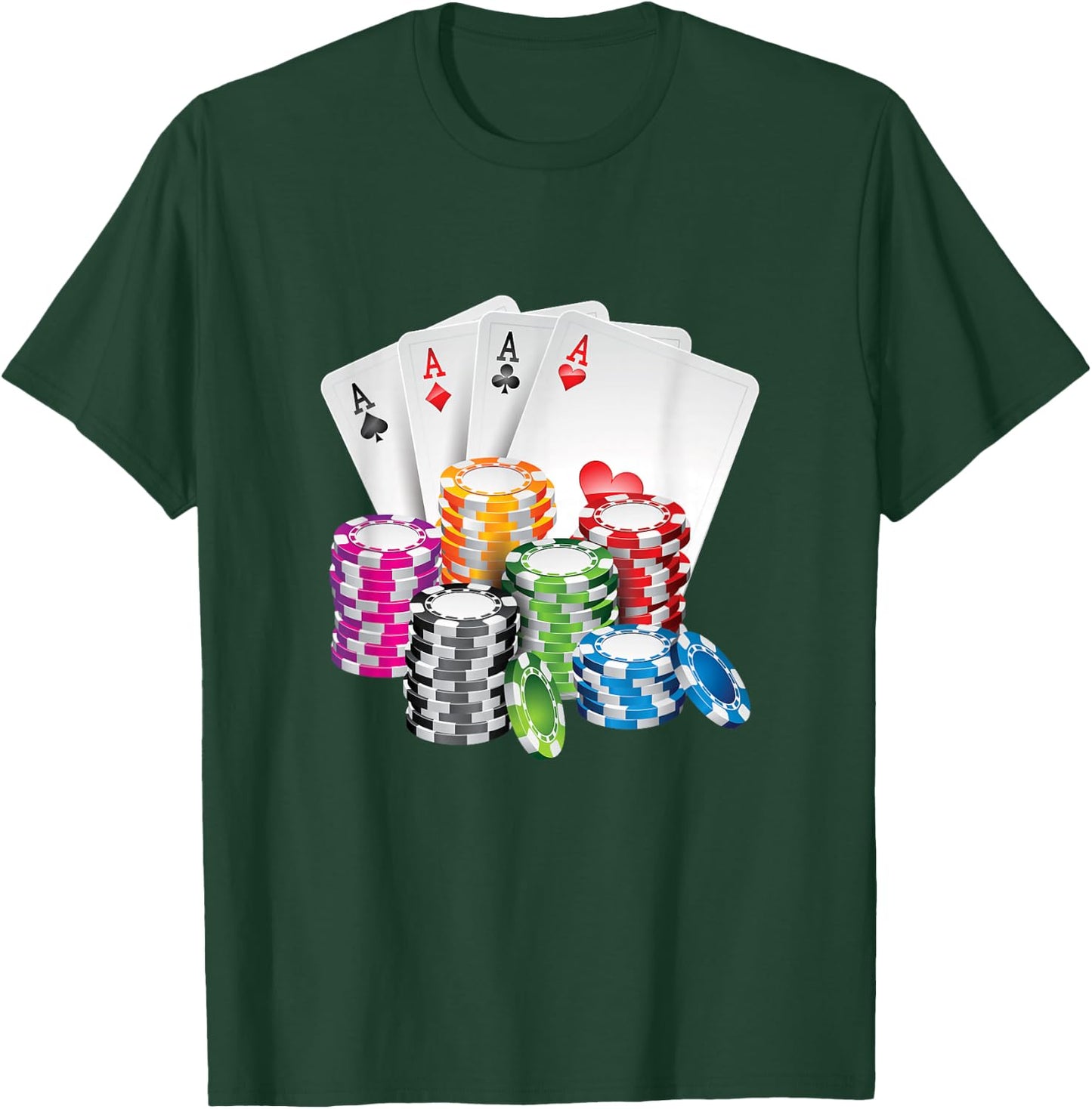 Poker Gambling Card Chips Casino Poker Holdem T-Shirt - T-Shirt | Forest