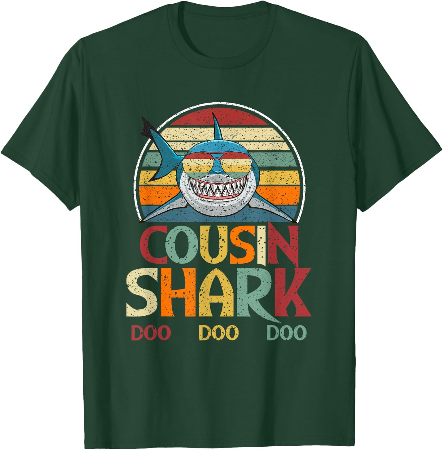 Retro Vintage Cousin Shark Gift T-Shirt - T-Shirt | Forest