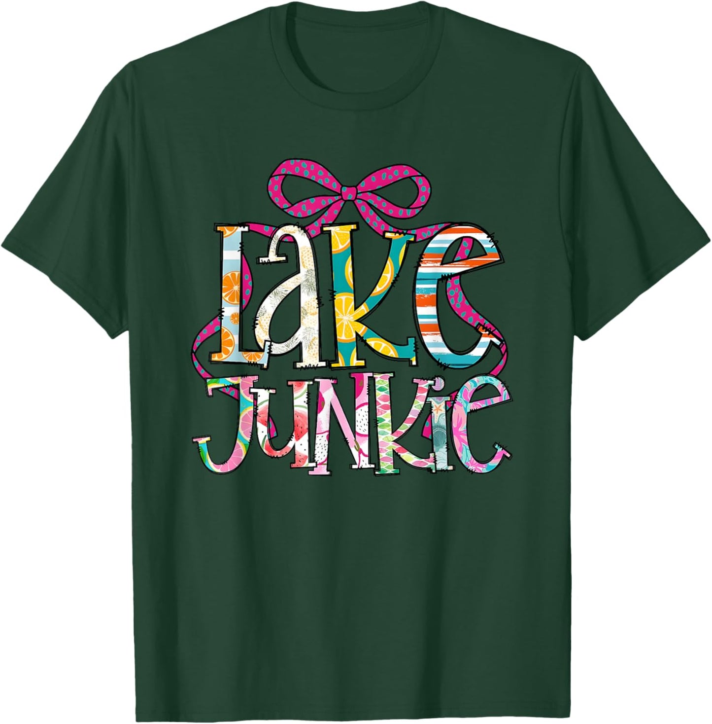 Lake Junkie, Retro Lake Life, Summer Lake Days Vacation T-Shirt - T-Shirt | Forest