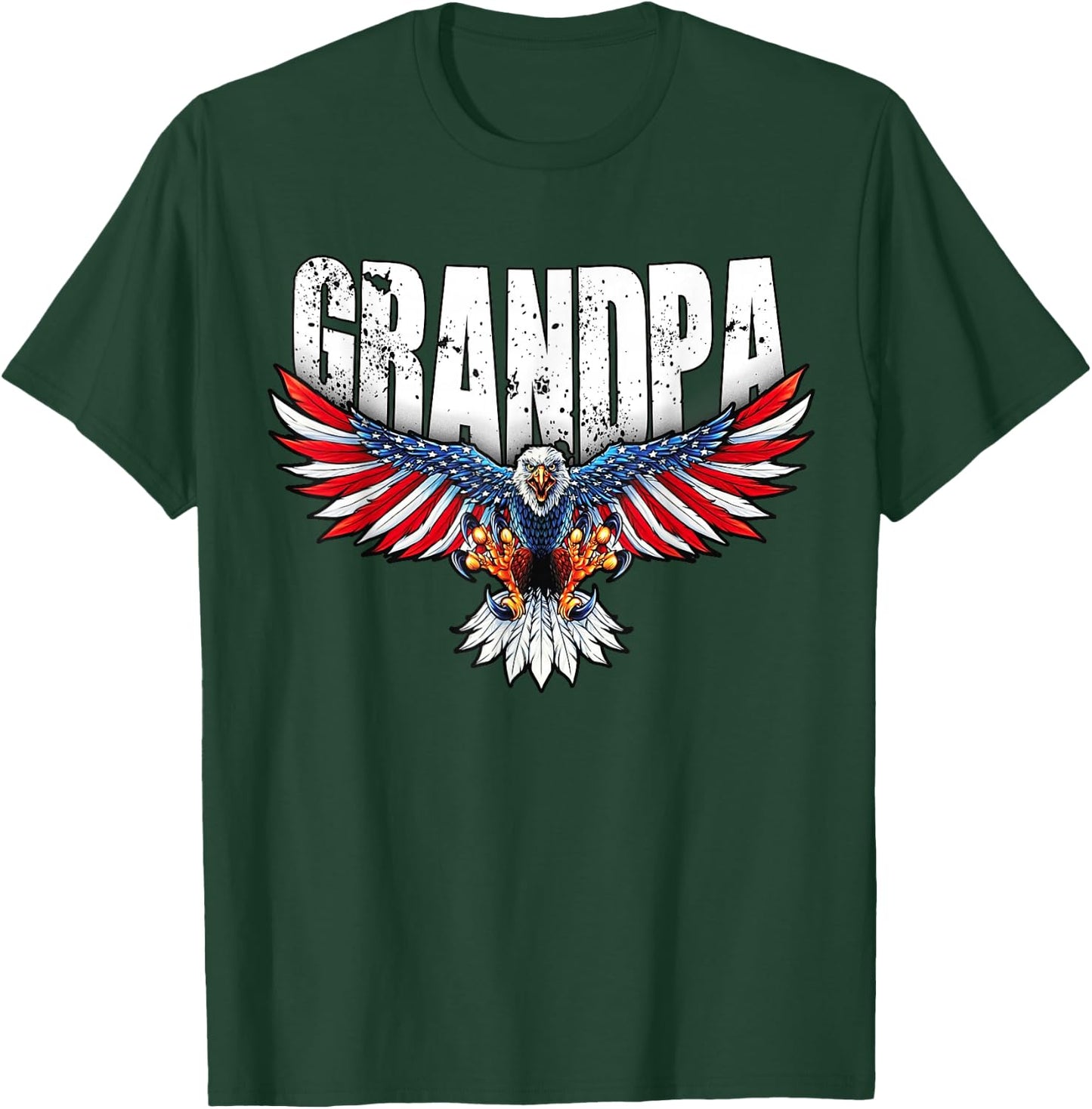 Grandpa Vintage USA Flag Bald Eagle Patriotic 4th of July T-Shirt - T-Shirt | Forest