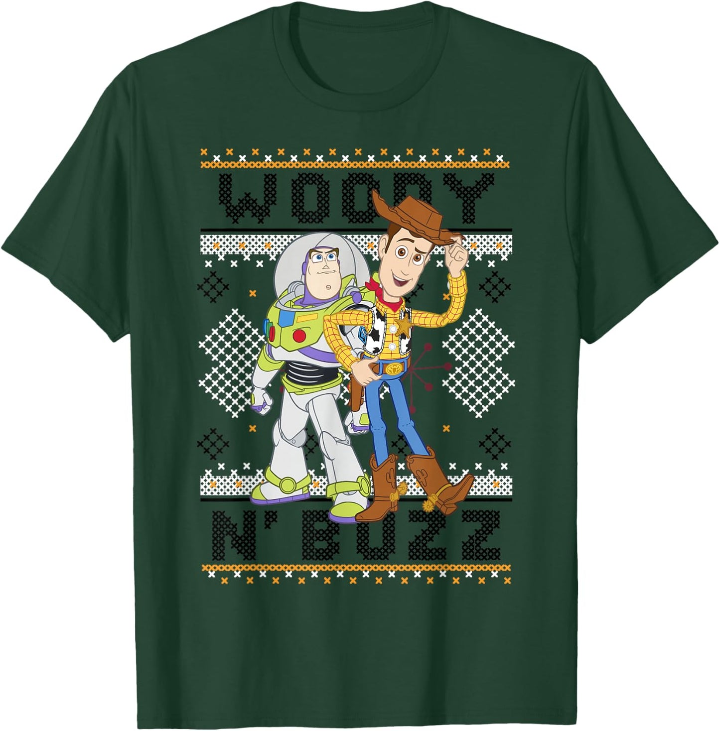 Disney Pixar Toy Story Christmas Ugly Sweater Buzz & Woody T-Shirt - T-Shirt | Forest