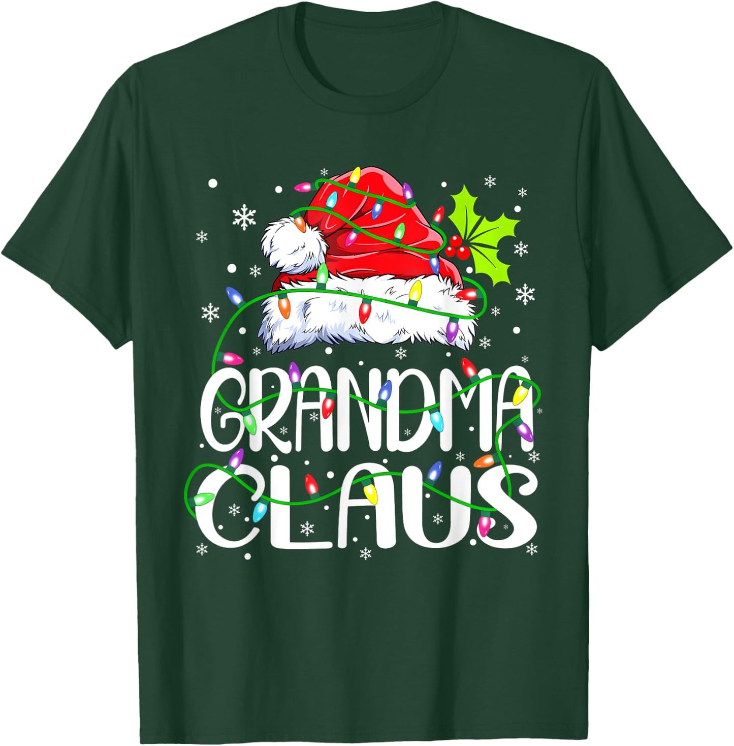Grandma Claus Shirt Christmas Lights Pajama Family Matching T-Shirt - T-Shirt | Forest