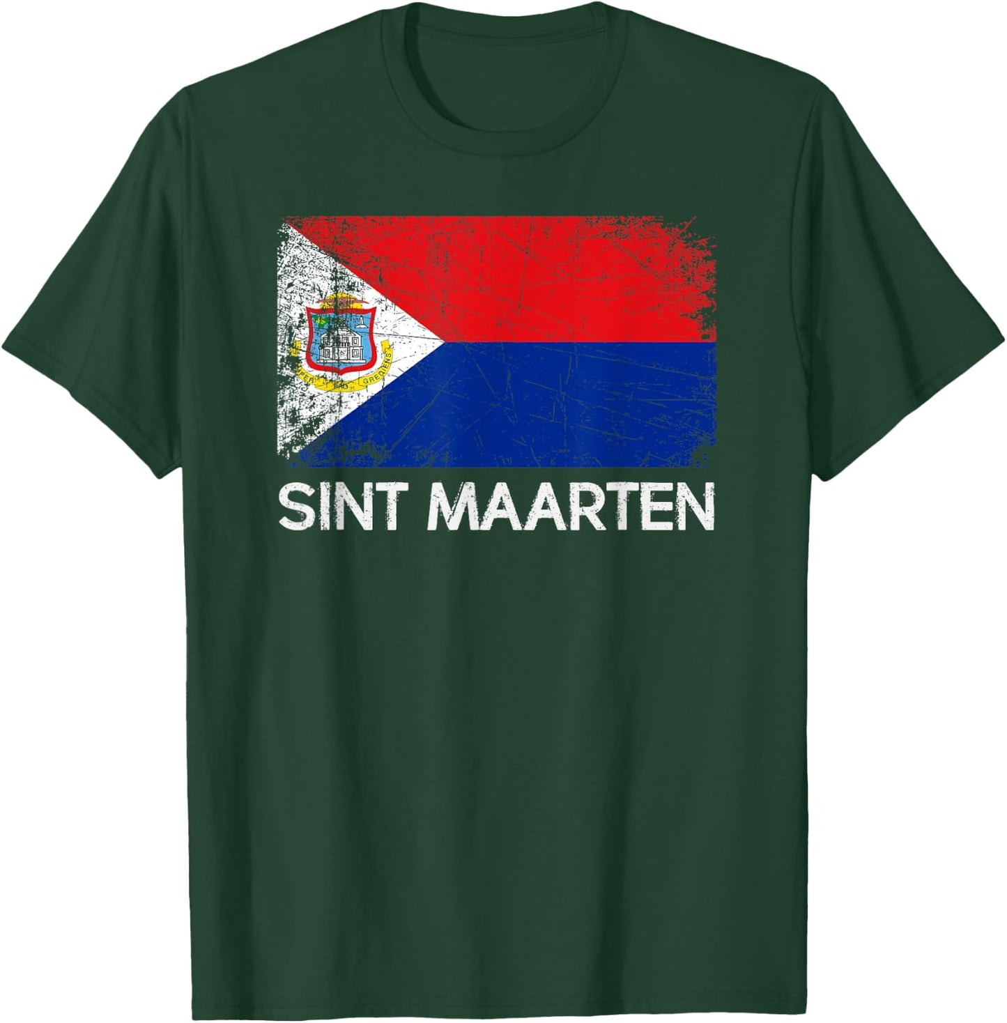 St Maarten Flag | Vintage Made In Sint Maarten Gift T-Shirt - T-Shirt | Forest