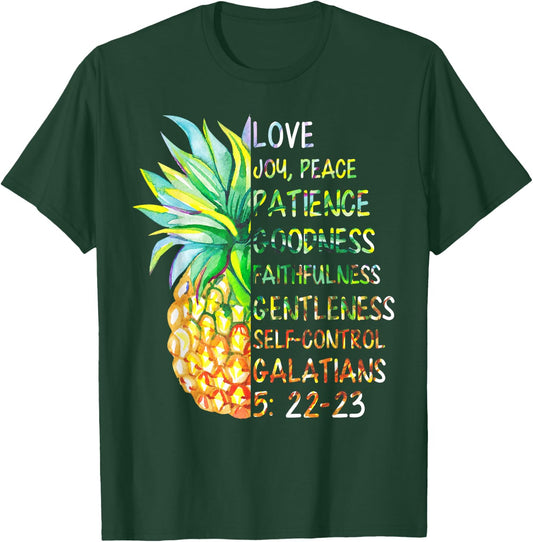 Pineapple Shirt Bible Fruit Of The Spirit Love Joy Peace T-Shirt - T-Shirt | Forest