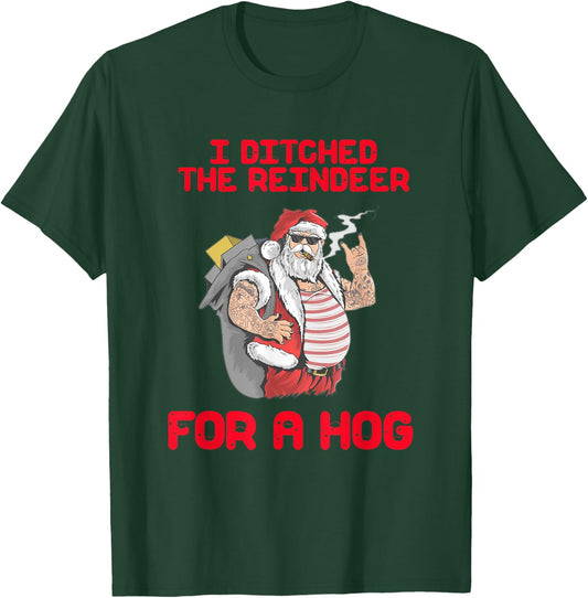 Motorcycle Santa Funny Motorcycle Santa Xmas Biker Gift T-Shirt - T-Shirt | Forest