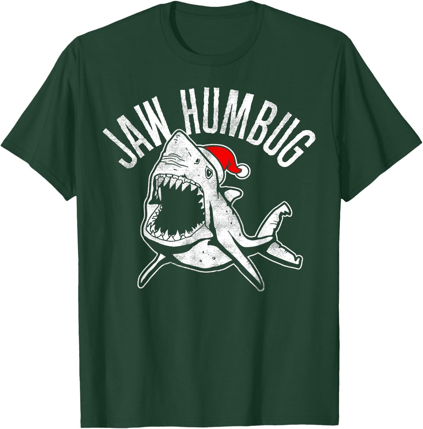 Jaw Humbug Christmas Shark Santa Hat T-Shirt - T-Shirt | Forest