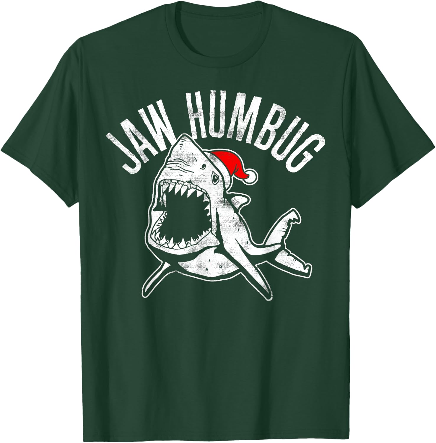 Jaw Humbug Christmas Shark Santa Hat T-Shirt - T-Shirt | Forest