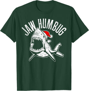 Jaw Humbug Christmas Shark Santa Hat T-Shirt - T-Shirt | Forest