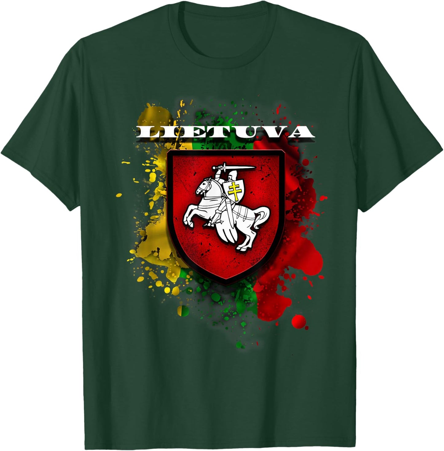 Lithuania Gift National Attributes Flag And Vytis T-Shirt - T-Shirt | Forest