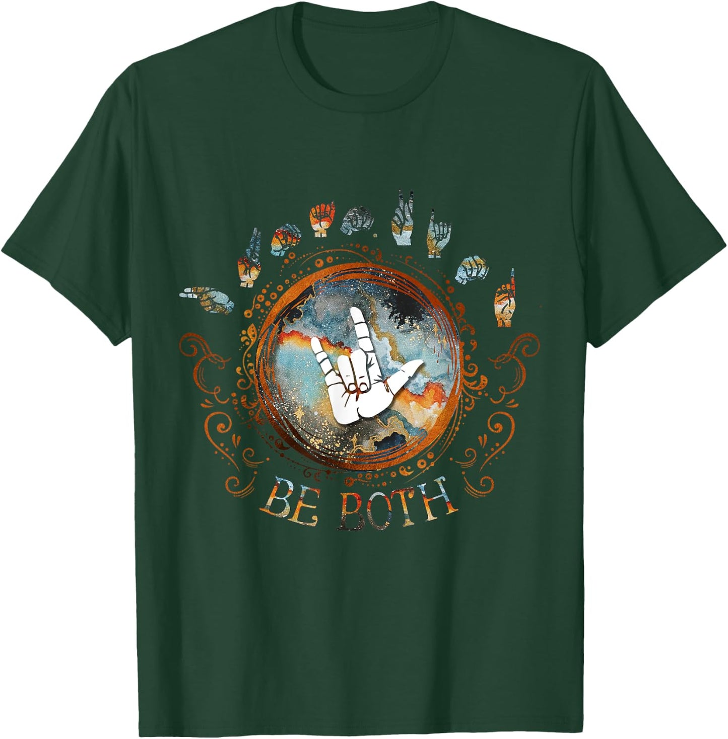 Human Kind Be Both ASL - Sign Language Gift T-Shirt - T-Shirt | Forest