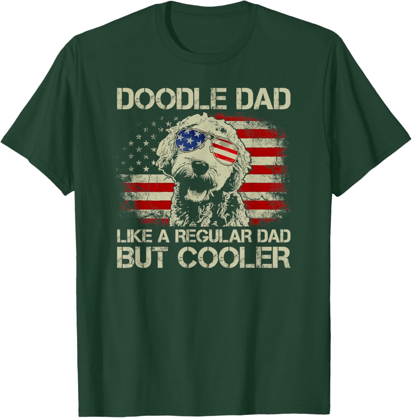 Vintage USA Flag Goldendoodle Doodle Dad Fathers Day T-Shirt - T-Shirt | Forest