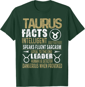 TAURUS Facts Zodiac Sign Shirt Birthday Gift April & May T-Shirt - T-Shirt | Forest