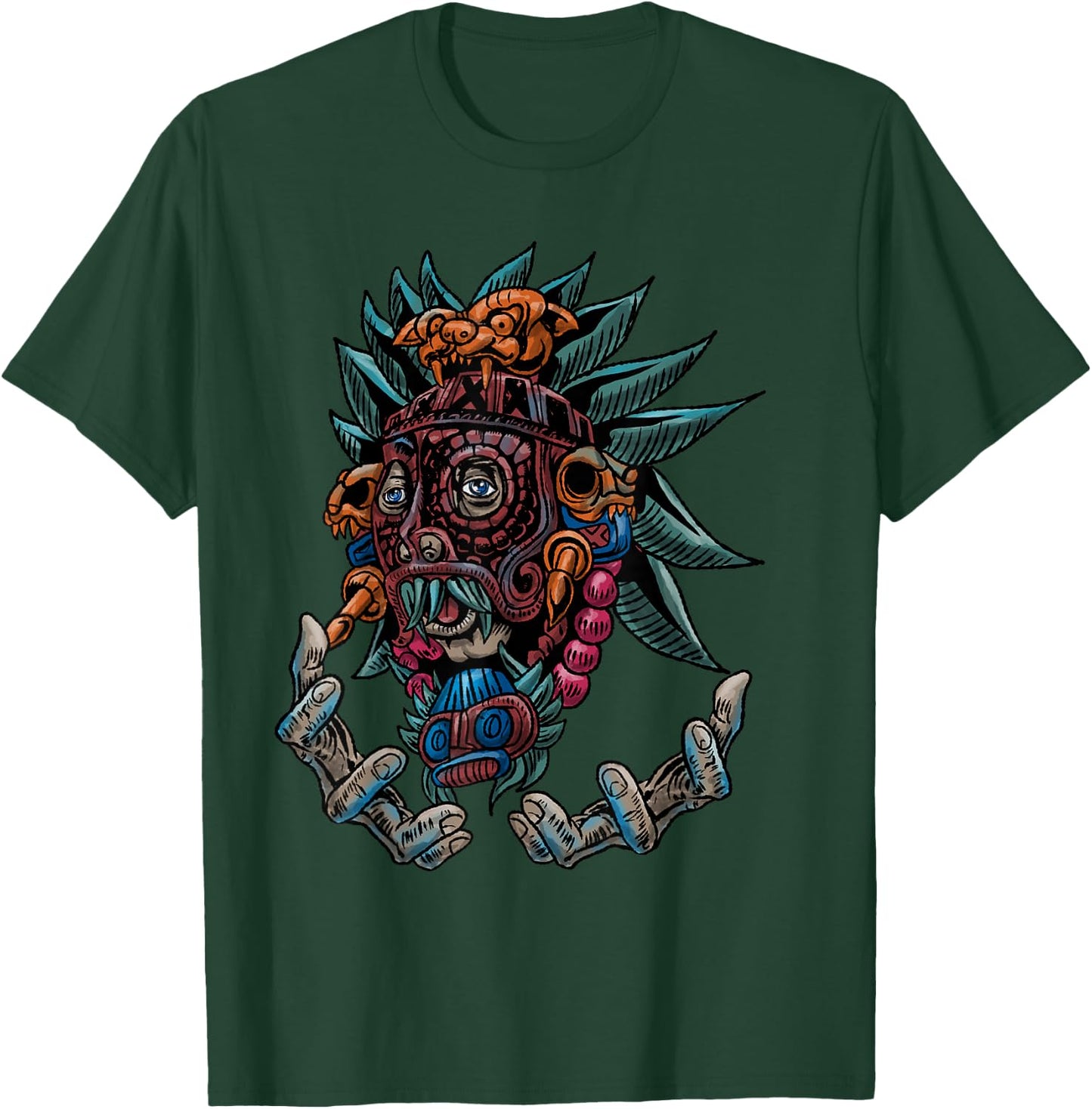 Aztec Warrior Cool Shaman Guardian Inca Maya Gift T-Shirt - T-Shirt | Forest