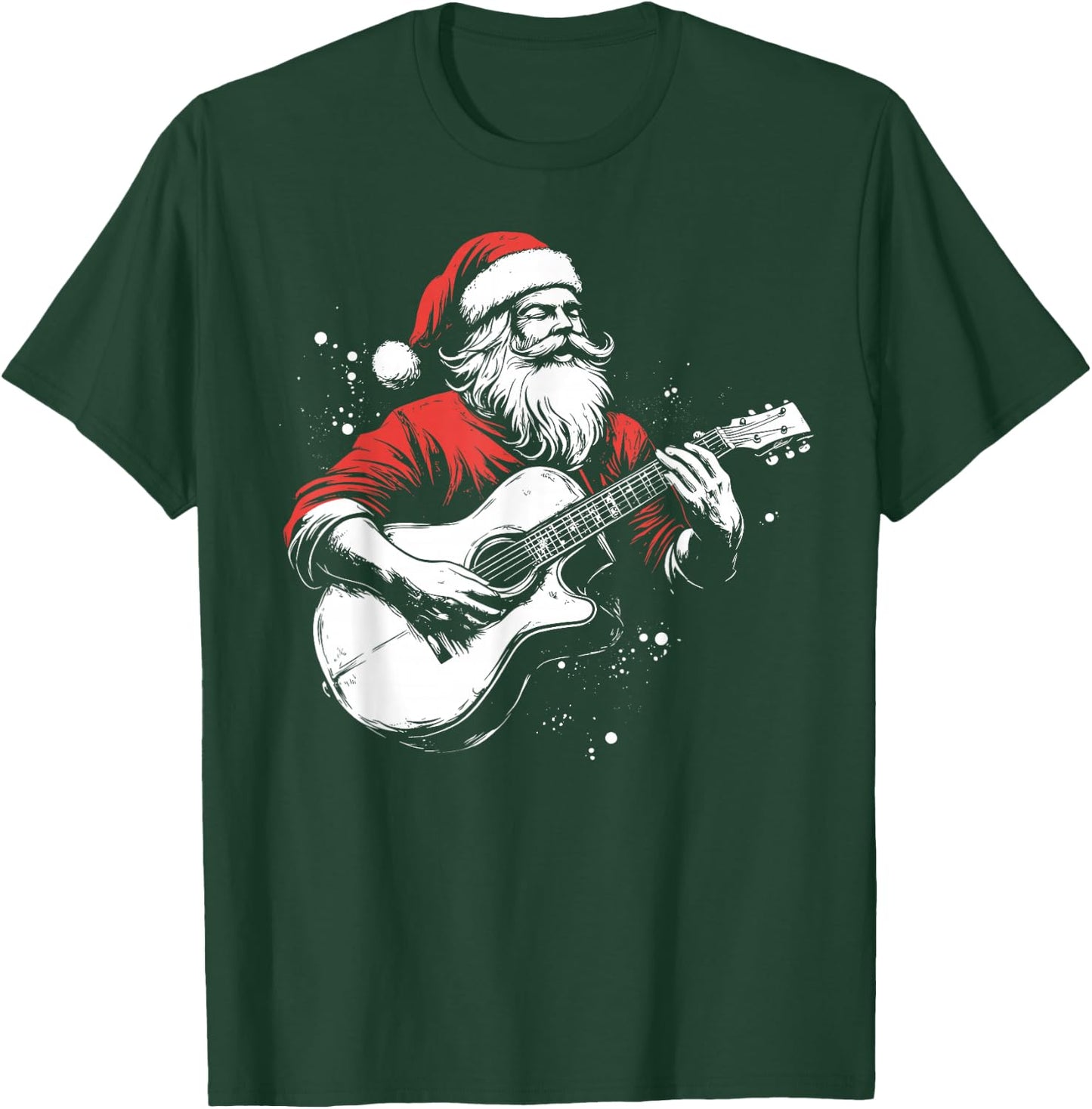 Santa Playing Guitar Christmas Musician Guitarist Funny T-Shirt - T-Shirt | Forest