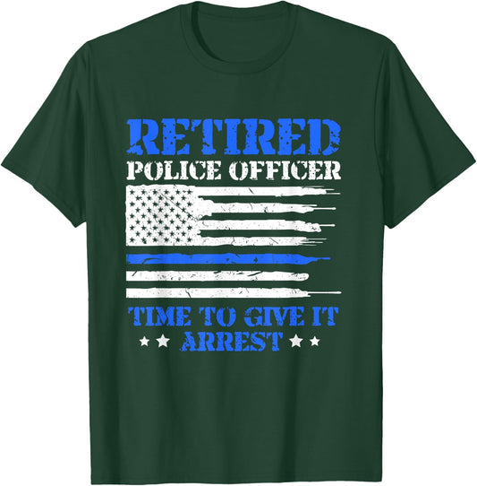 Police Officer Retirement Appreciation Gift Shirts -Adults Black Modern Letter Print Small Short Sleeve T-Shirt - T-Shirt | Forest