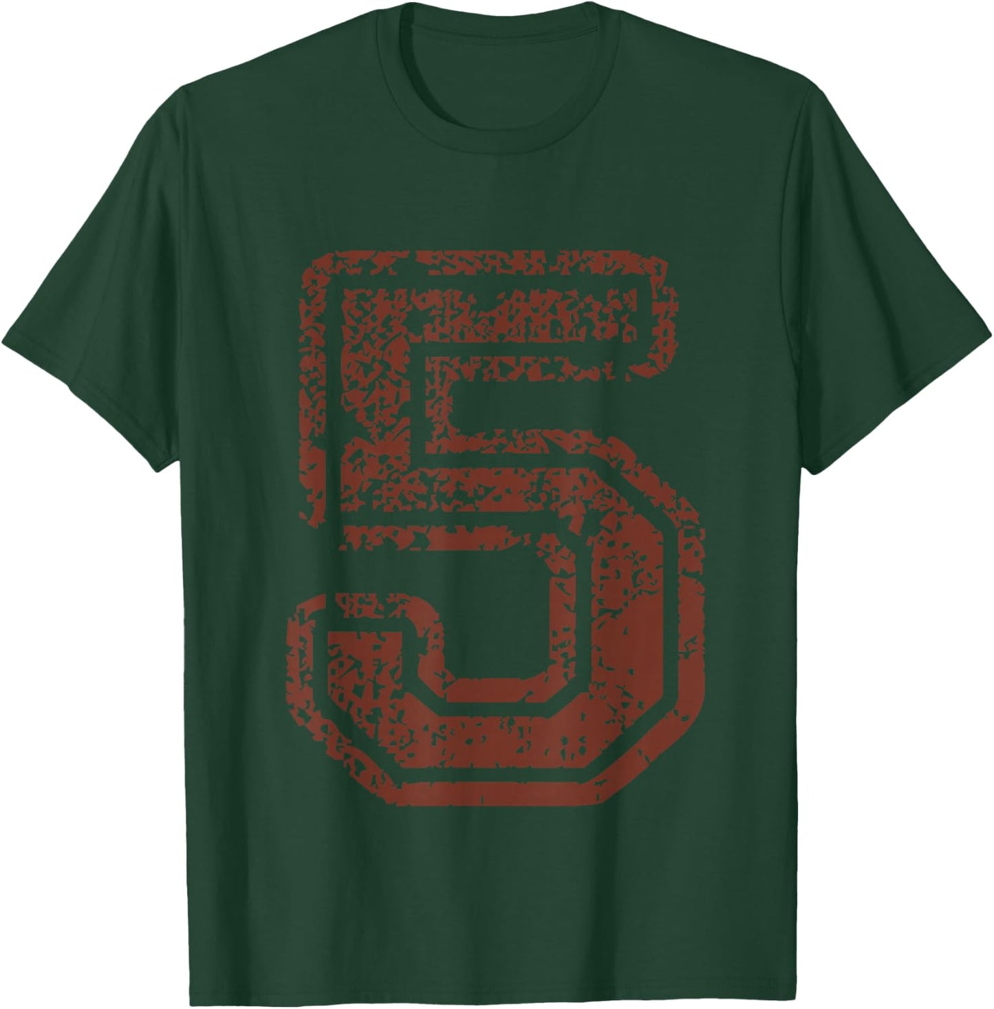 Big Maroon Color Number 5 Five Grunge Distressed Design T-Shirt - T-Shirt | Forest