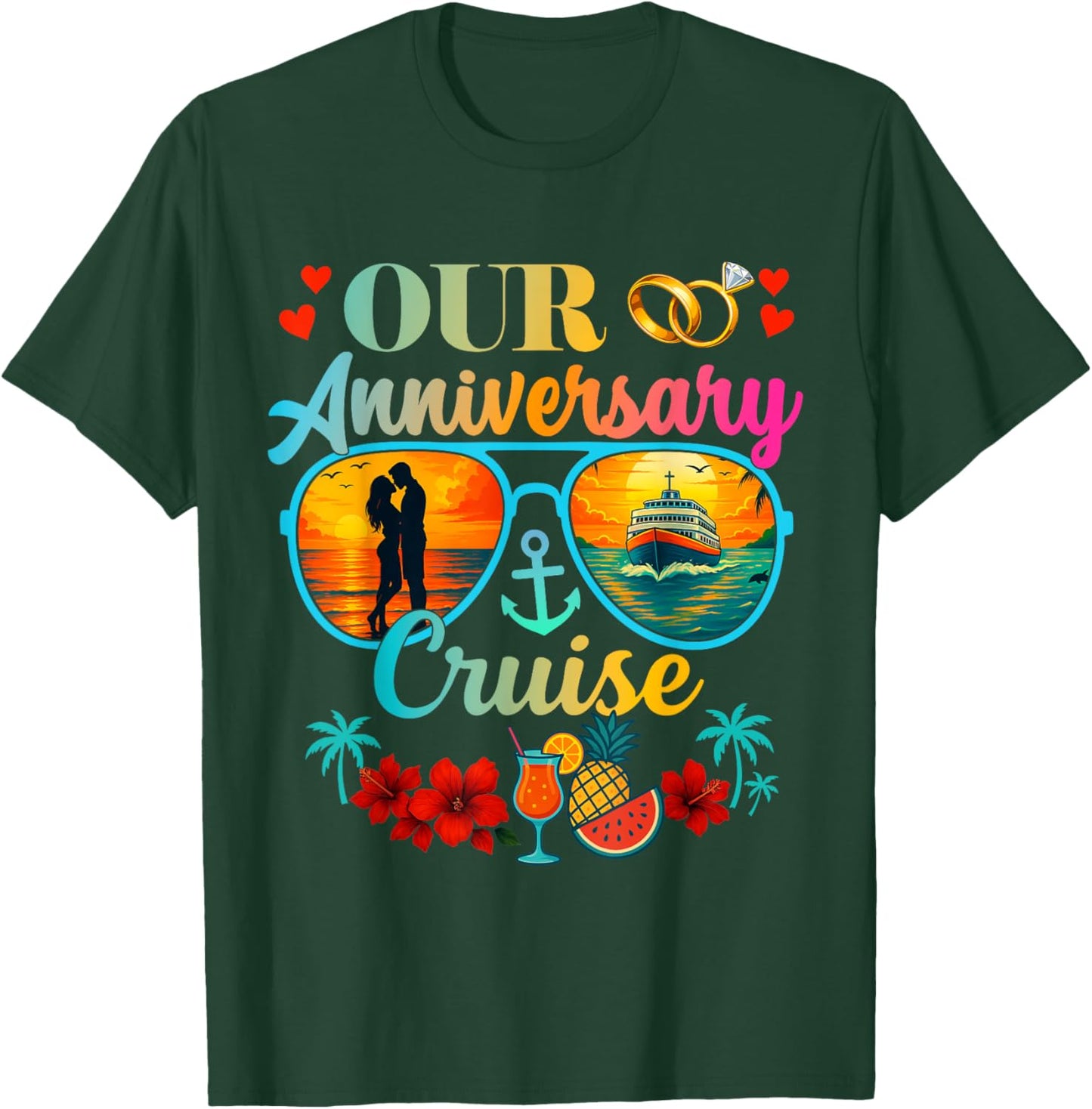 Cruise Ship Couples Married Wedding Anniversary T-Shirt - T-Shirt | Forest