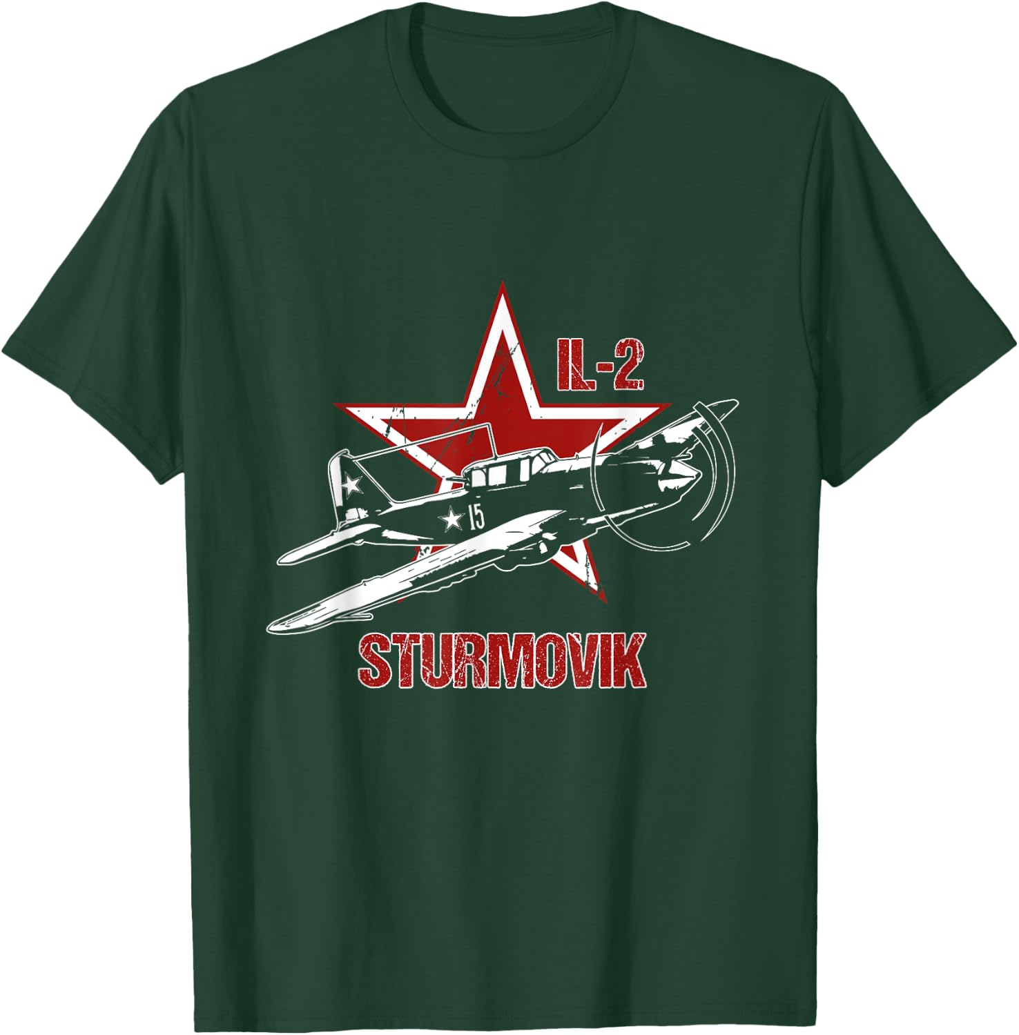 Ilyushin IL2 Sturmovik Russian Star Warbird Aircraft WW2 Red T-Shirt - T-Shirt | Forest