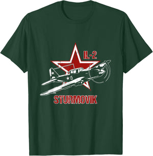 Ilyushin IL2 Sturmovik Russian Star Warbird Aircraft WW2 Red T-Shirt - T-Shirt | Forest