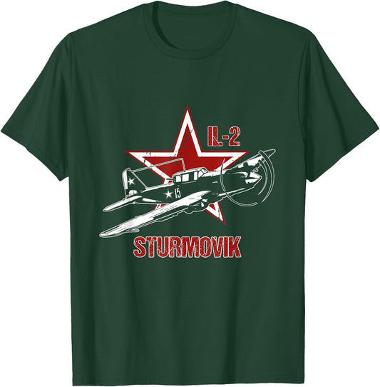 Ilyushin IL2 Sturmovik Russian Star Warbird Aircraft WW2 Red T-Shirt - T-Shirt | Forest