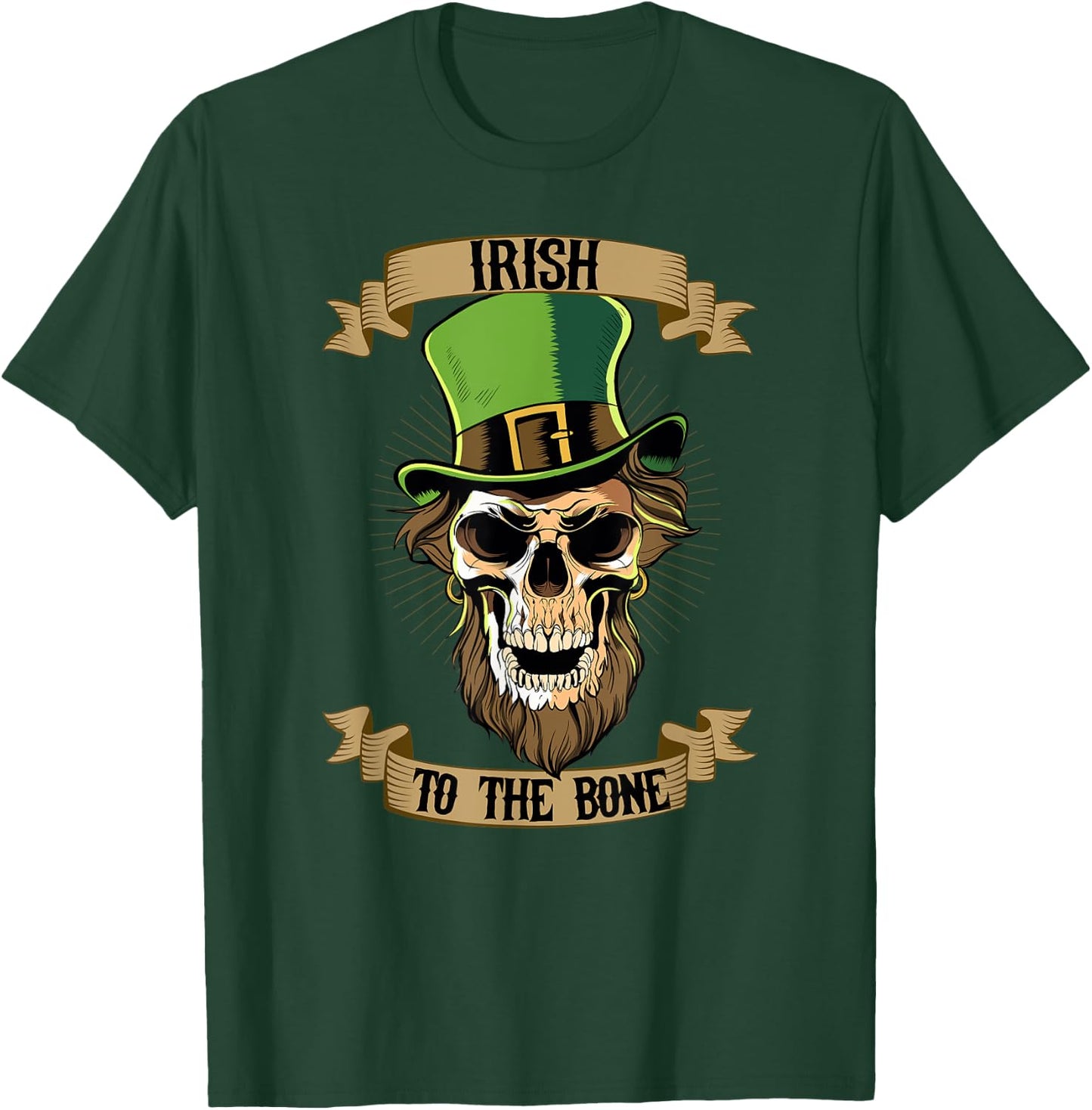 St Patricks Day Leprechaun Skull Irish to the Bone T-Shirt - T-Shirt | Forest