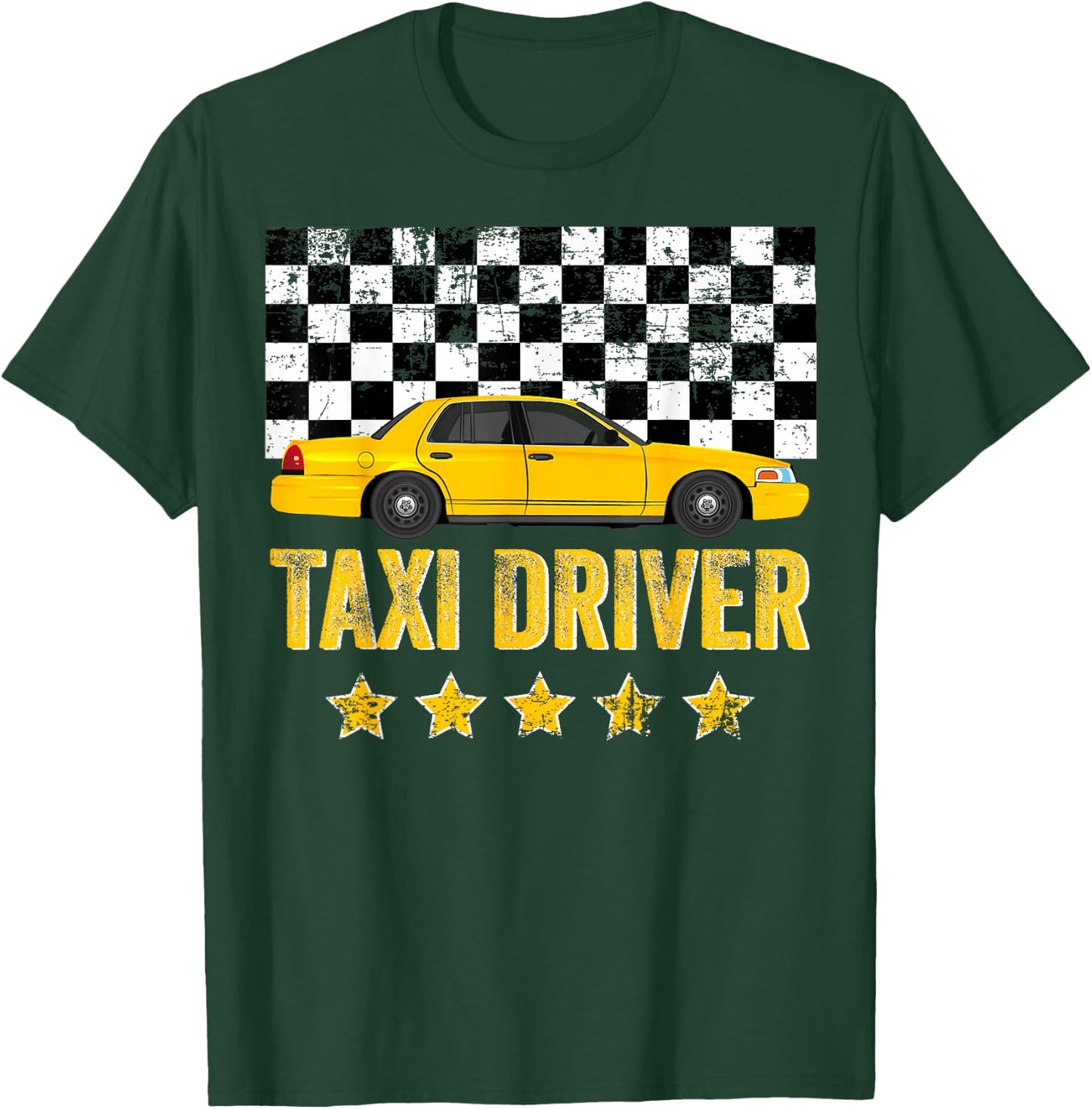 Taxi Cab Driver Vintage Checker Gift Dads & Kids T-Shirt - T-Shirt | Forest