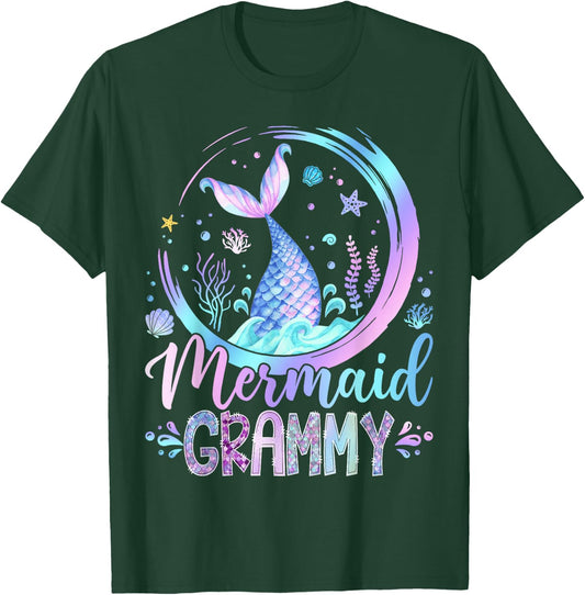 Mermaid Grammy Family Matching Girl Birthday Party T-Shirt - T-Shirt | Forest